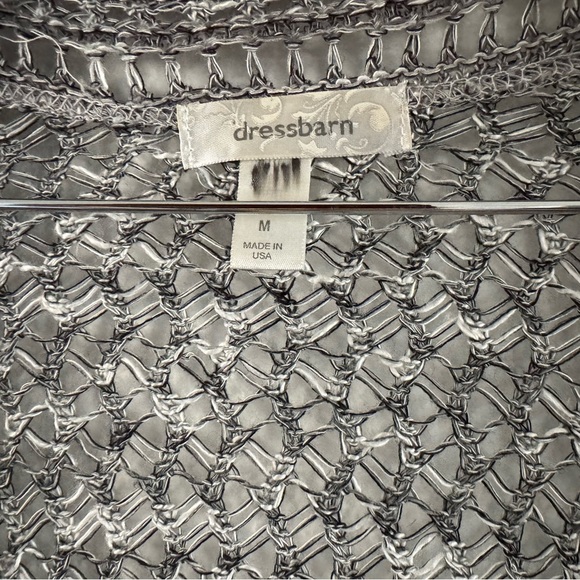 Dress Barn Open Knit Texture Cardigan Gray M Boho Coastal Cottage Transitional - Picture 4 of 9